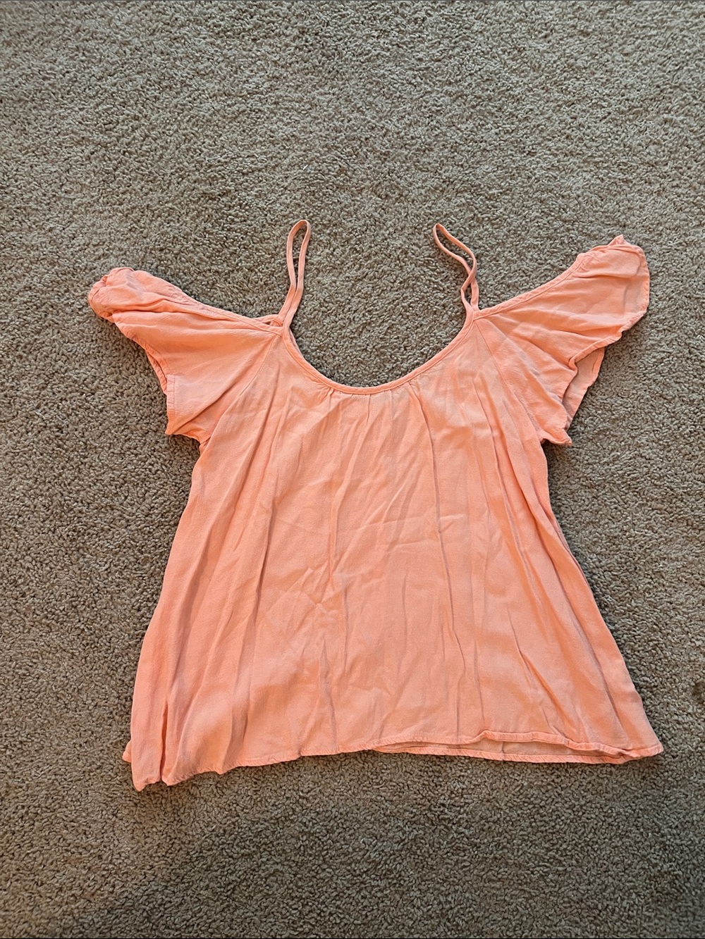 The Impeccable Pig Peach Off-Shoulder Spaghetti Strap Top